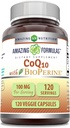Erstaunliche Formeln CoQ10 mit BioPerine 100 Mg | Vegetarische Kapseln Ergänzung | Non-GMO | Gluten-Free | Made in USA (1 Pack | 120 Count)