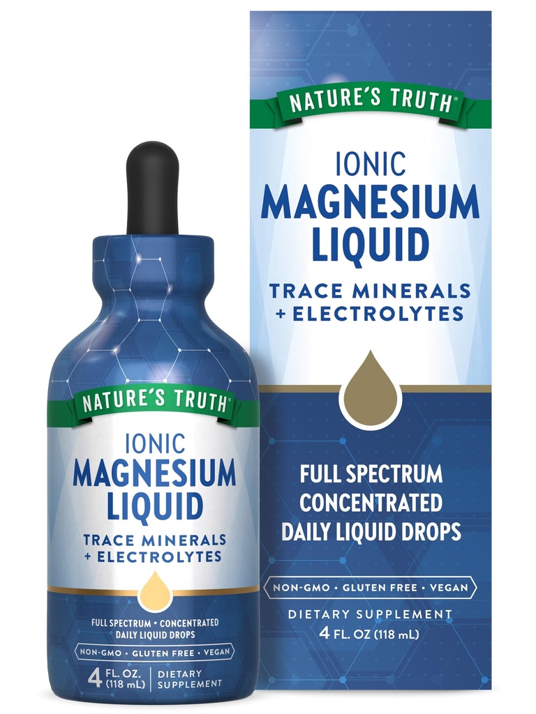 Nature's Truth Ionic Magnesium Liquid Drops | 200mg | 4 flüssige Unzen | mit Elektrolyten & Trace Minerals | Vegan, Non-GMO & Gluten Kostenlose Ergänzung