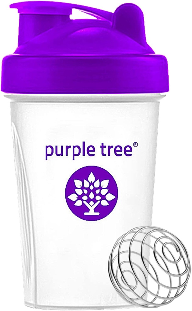 Purple tree Protein Shake Bottle, Leak Proof Mixer Cup mit Edelstahl Blending Ball | 20 Oz Shaker Blender für Protein, Hydration & Supplement Mixer