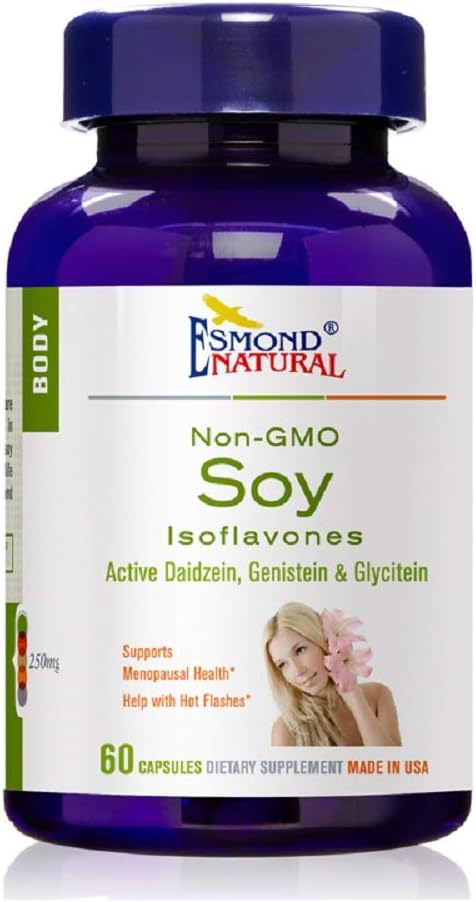 Soy Isoflavones Non-GMO (Supports Menopausal Health & Hot Flashes), GMP, Natural Product Assn Certified, Made in USA - 250mg, 60 Kapseln