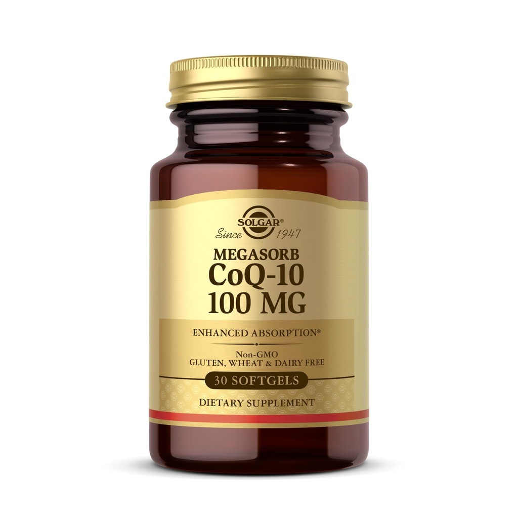Solgar Megasorb CoQ-10 100 mg - 30 Softgels - Verbesserte Absorption - Non-GMO, Glutenfrei, Dairy Free - 30 Portionen