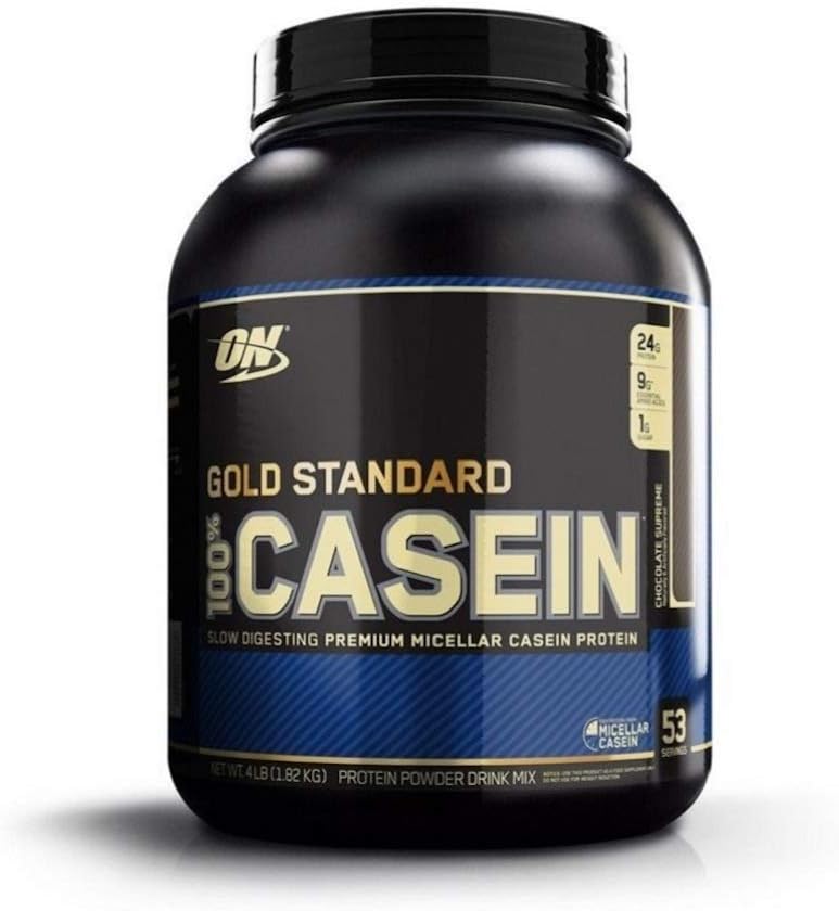 Optimum Nutrition Gold Standard 100% Micellar Casein Protein Powder, Slow Digesting, Hilft, halten Sie vollständig, Overnight Muscle Recovery, Chocolate Supreme, 4 Pound (Packaging May Vary)