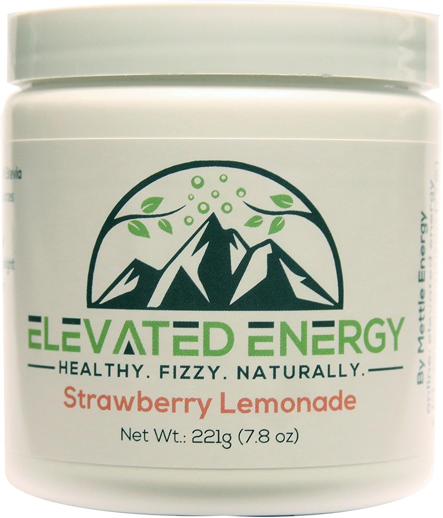 Healthy Energy Drink Powder - Stevia & Natürliche Koffein | Erhöhte Energie Fizzy Drink Mix | Erdbeere Lemonade | 30 Servierungen