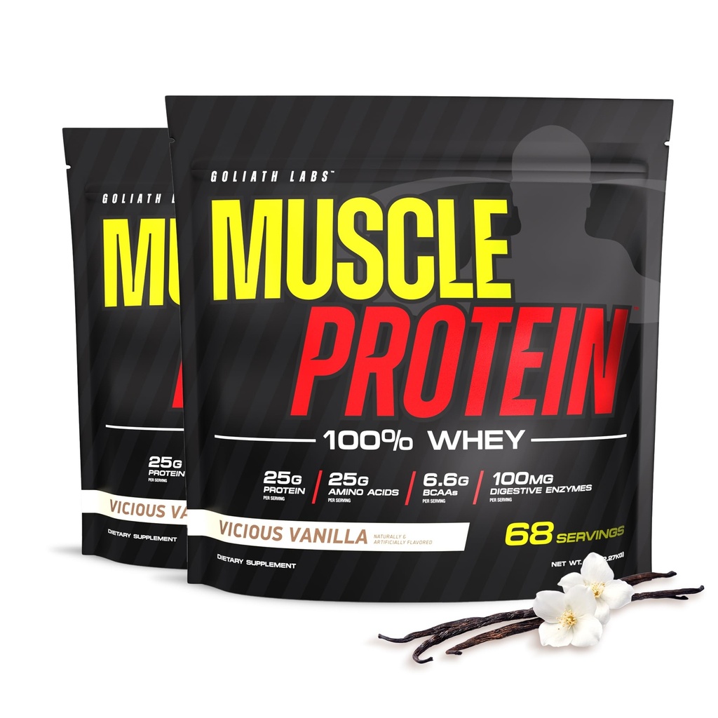 COLOSSAL LABS Muscle Whey Protein Flavored Protein Powder, 25.000mg Aminosäuren/Serving, Cold Filtered(Packaging May Vary) (10 Pound (Pack of 2), Vanilla)