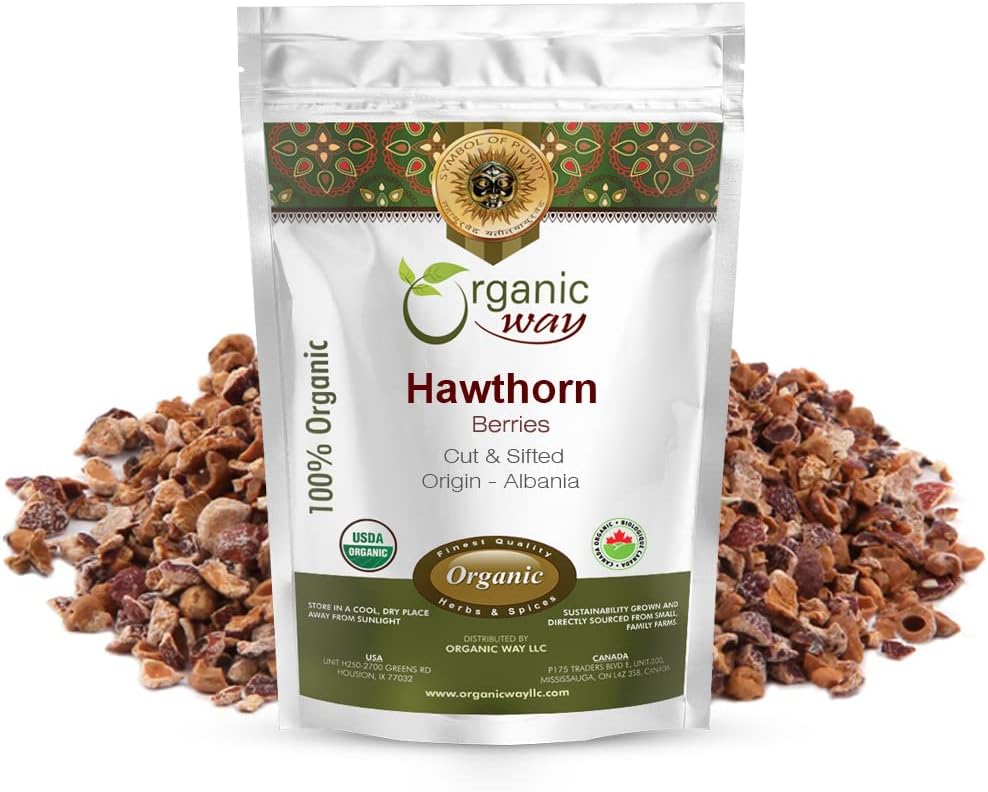 Organic Way Hawthorn Beeren geschnitten & Sifted (Crataegus monogyna) - European Wild-Harvest | Organic & Kosher Certified | Vegan, Non GMO & Gluten Free | USDA Certified | Origin - Albanien (1LBS / 16OZ)