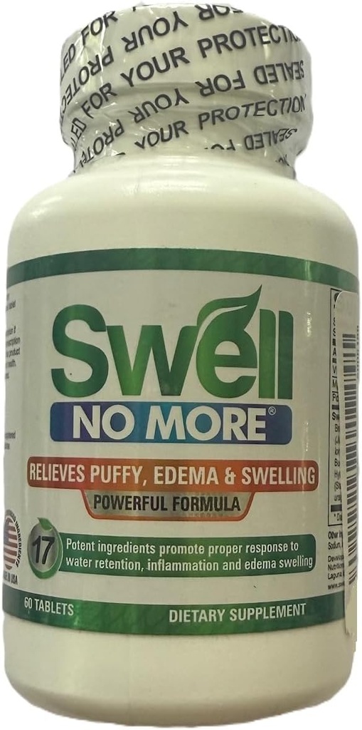 Swell No More for Water Retention, Nahrungsergänzung, 60 Tabletten, Glättet Puffiness, Edema und Schwellung