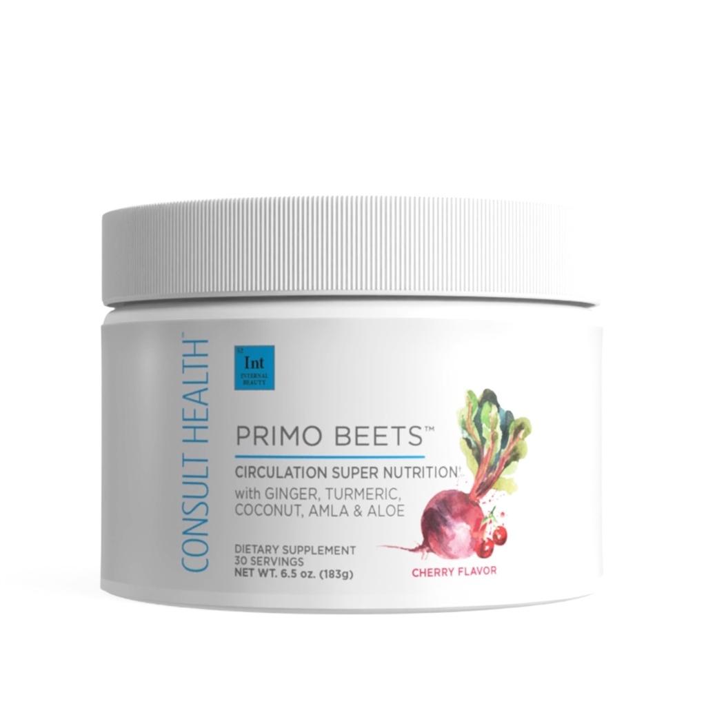 Consult Health Primo Beets - Beet Root Powder Drink Mix mit Elektrolyten - Nitrate zur Unterstützung der Zirkulation - Energie Boost - Ginger & Turmeric - für Männer & Frauen - Kirsche Flavor - 30 Portionen