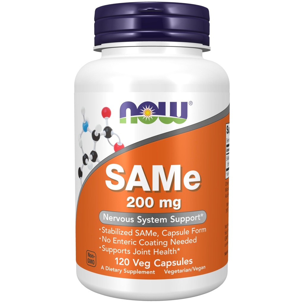 JETZT Nahrungsergänzungsmittel, SAMe (S-Adenosyl-L-Methionin)200 mg, Nervous System Support*, 120 Veg Kapseln