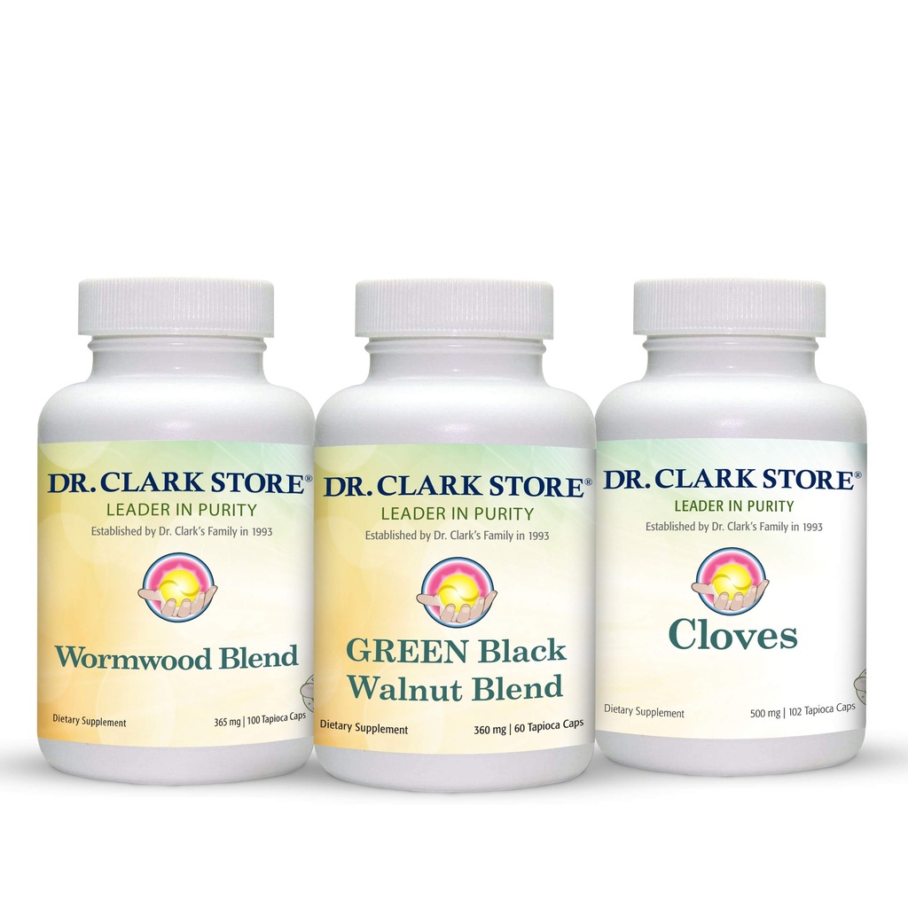 Dr. Clark Store Intestine Support & Cleanse Kit - mit Freeze-Dried Green Black Walnut Hulls, Wormwood und Cloves-Helps Maintain Optimum Intestinal Function - Vegetarische Kapseln