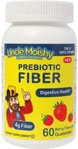 Uncle Moishy Vitamins Prebiotic Fiber 60 Gummis | Keto Sugar Free Gummy Chews für Kleinkinder |4g Fiber for Children Constipation Support | Natural Kosher Halal Berry Chewable