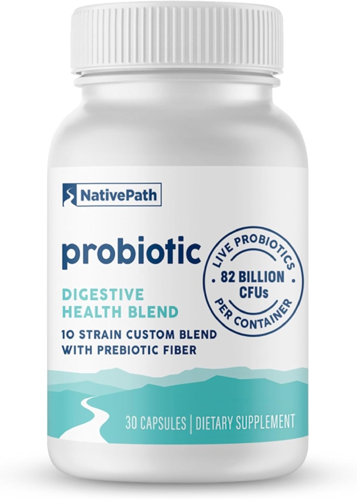 NativePath Daily Probiotic, 10-Strain Custom Blend Probiotics Supplement für Männer und Frauen, 82 Billion CFUs - 30 Count
