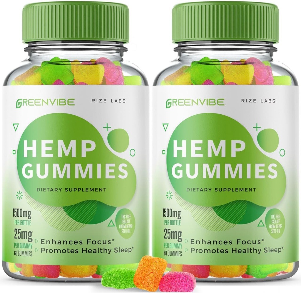 rize labs (Pack von 2 Green Vibe Gummies - All-Natural Supplement für Beruhigung, Schlafhilfe und allgemeines Wellness, Green Vibe Holistic Relaxation Gummy, GreenVibe Reviews Gomitas (120 Gummi)