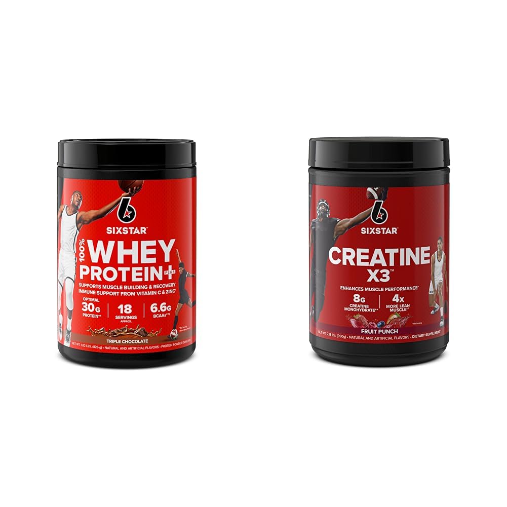 Six Star Elite Series 100% Whey Protein Plus Triple Chocolate 1.8lbs US & Creatine Powder Creatine X3 | Kreatin HCl + Kreatin Monohydrat Pulver