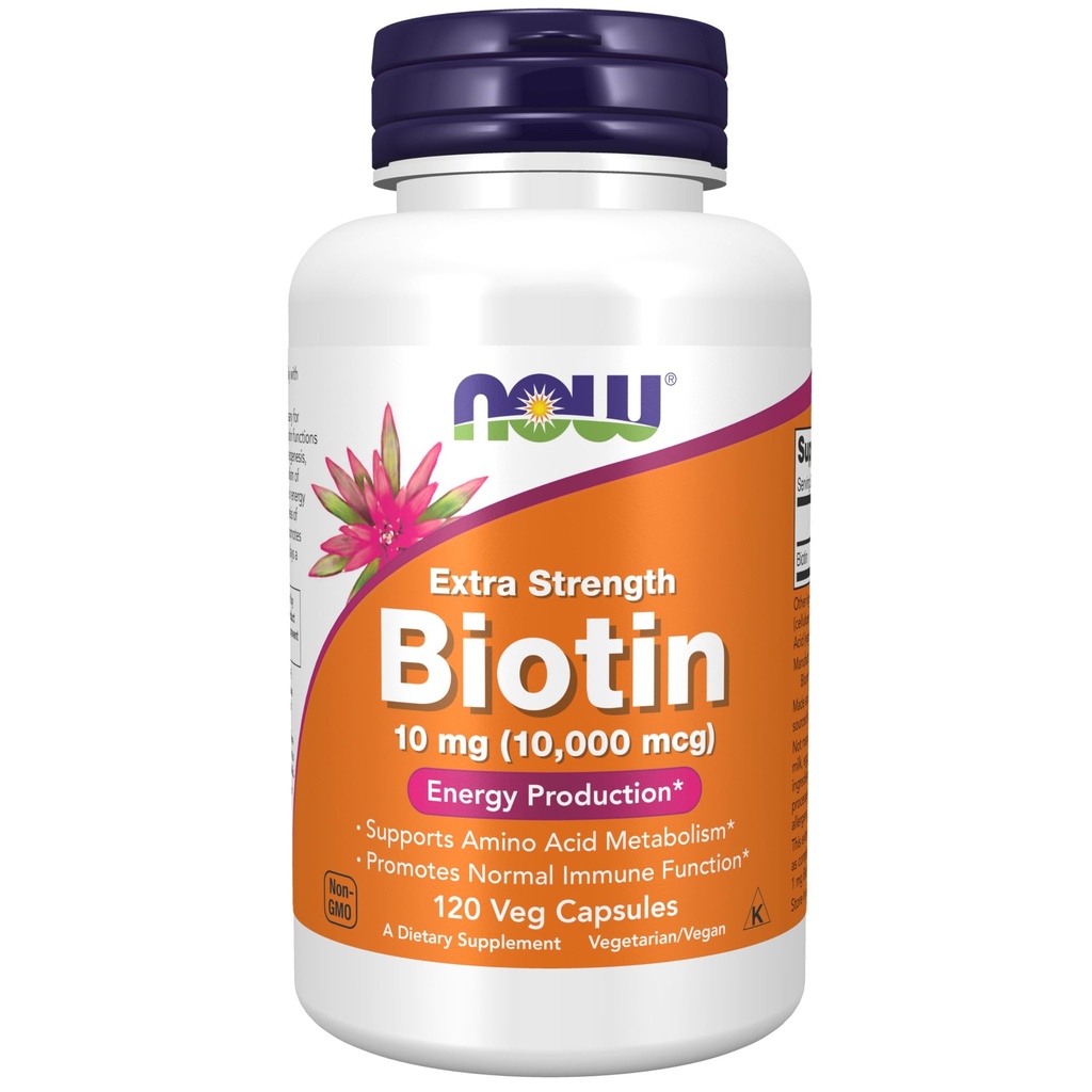 JETZT Nahrungsergänzungsmittel, Biotin 10 mg (10.000 mcg), Extra Strength, Energy Production*, 120 Veg Kapseln