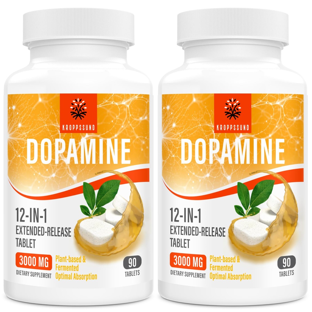 Kroppssund Natural Dopamine Supplement - 90 Tabletten (2 Flasche)