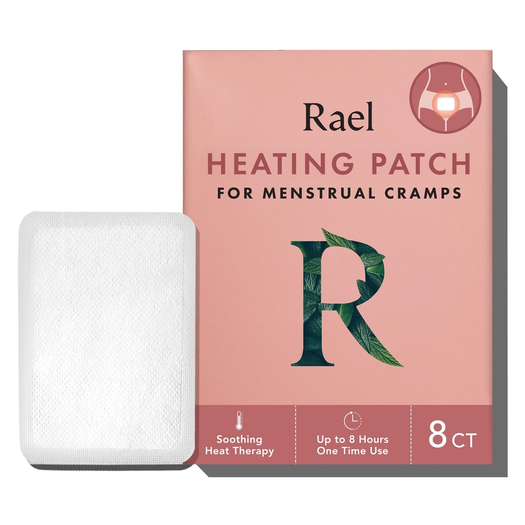 Rael Kräuter Heiz Patches, Period Cramps Relief, Wärmetherapie, Ultra Thin Design, Auf der Go-Größe, für alle Hauttypen (8 Zähler)