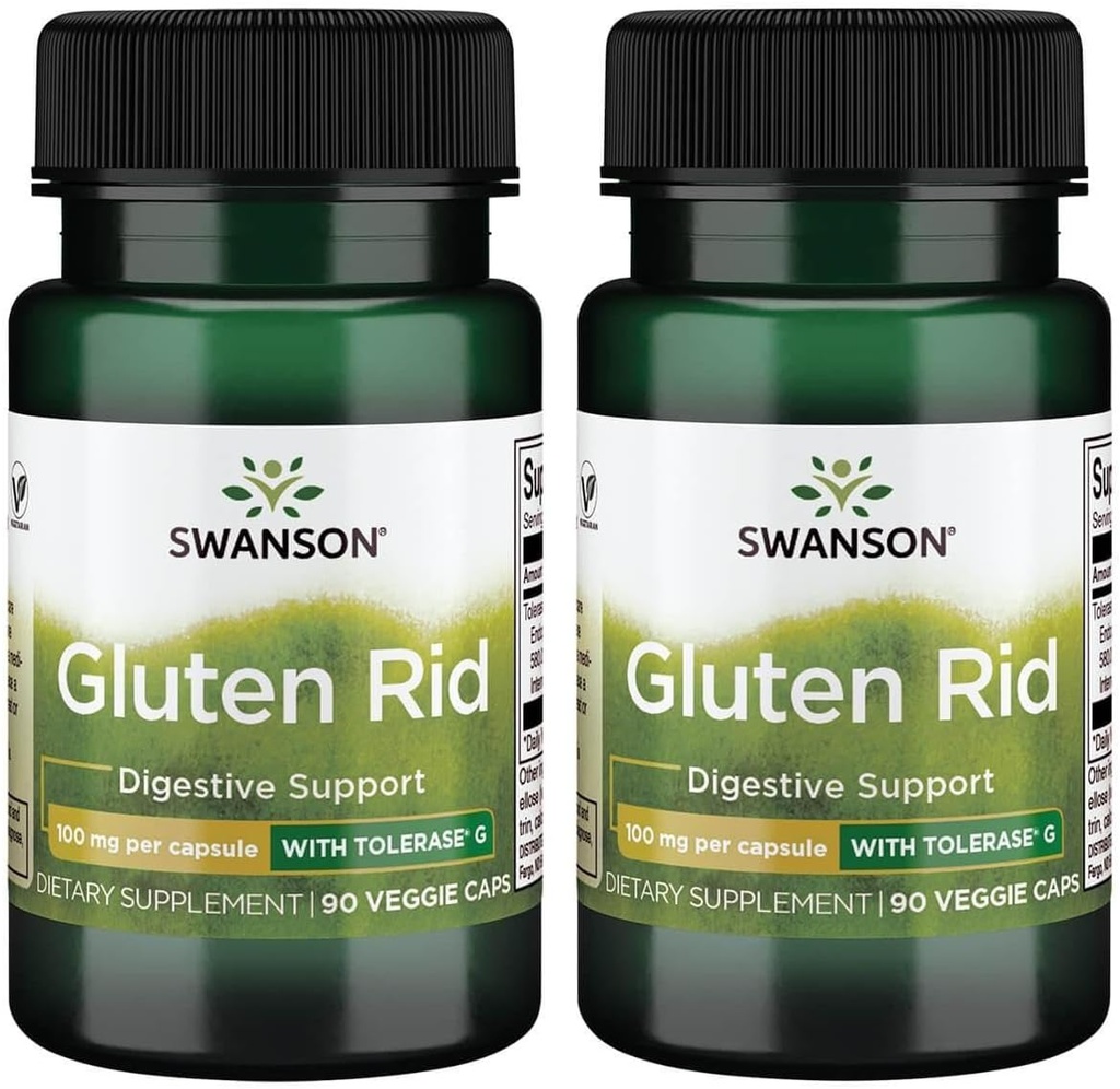 Swanson Gluten Rid mit Tolerase G 100 mg 90 Veg Caps (2 Pack)