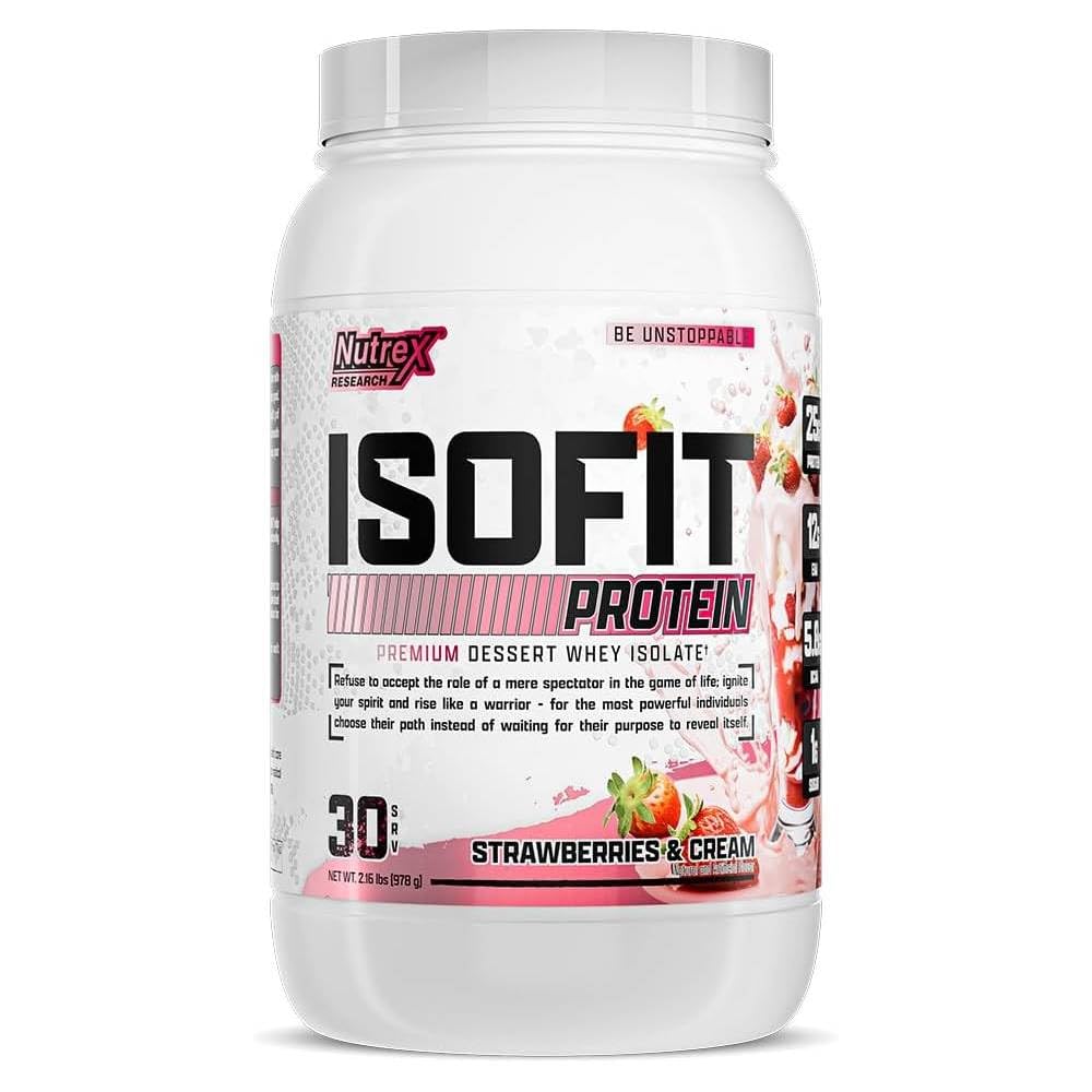 Nutrex Research IsoFit Whey Protein Pulver Instantized 100% Whey Protein Isolate (30 Portionen (Pack von 1), Erdbeeren & Creme)
