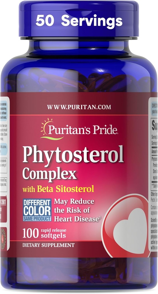 Puritan's Pride Premium Phytosterol Complex 1000mg with Beta Sitosterol, Dietary Supplement for Heart Health and Cholesterol lowering Supplement, 100 Rapid Release Softgels