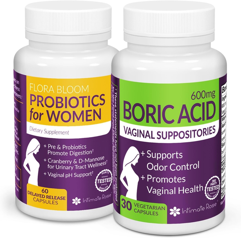 Sparen Sie 10% auf Feminine Wellness Bundle – Borsäure-Suppositorien & Vaginale Probiotika für pH Balance & Intimate Care