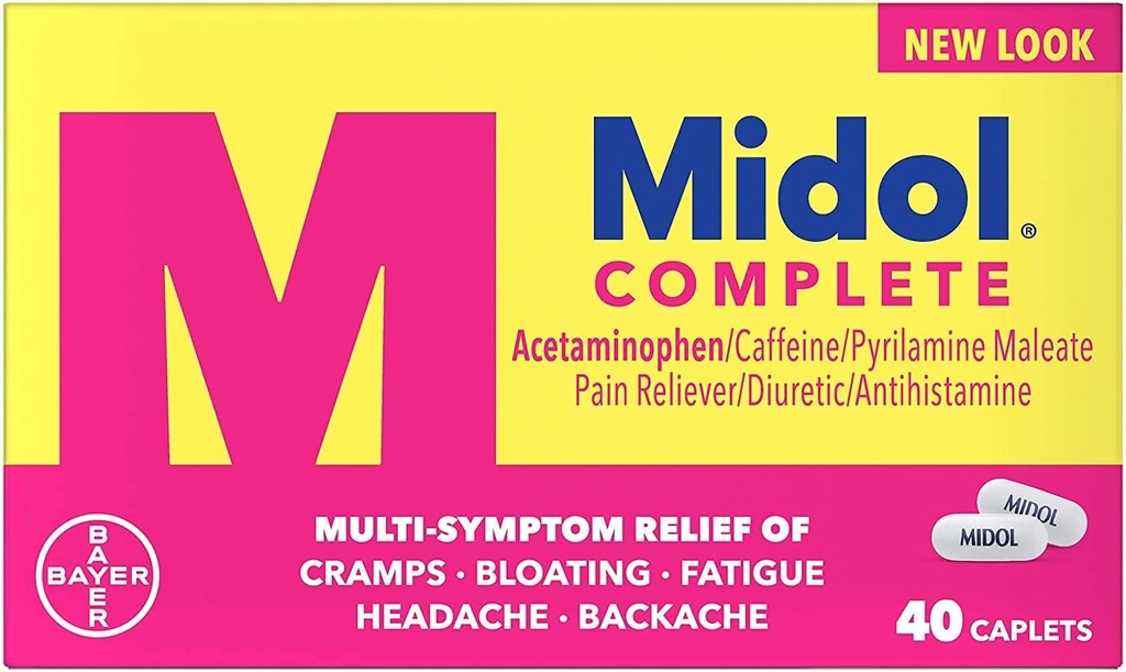Midol Complete Menstrual Pain Relief Caplets mit Acetaminophen für Menstrual Symptom Relief - 40 Count (Pack mit 3)
