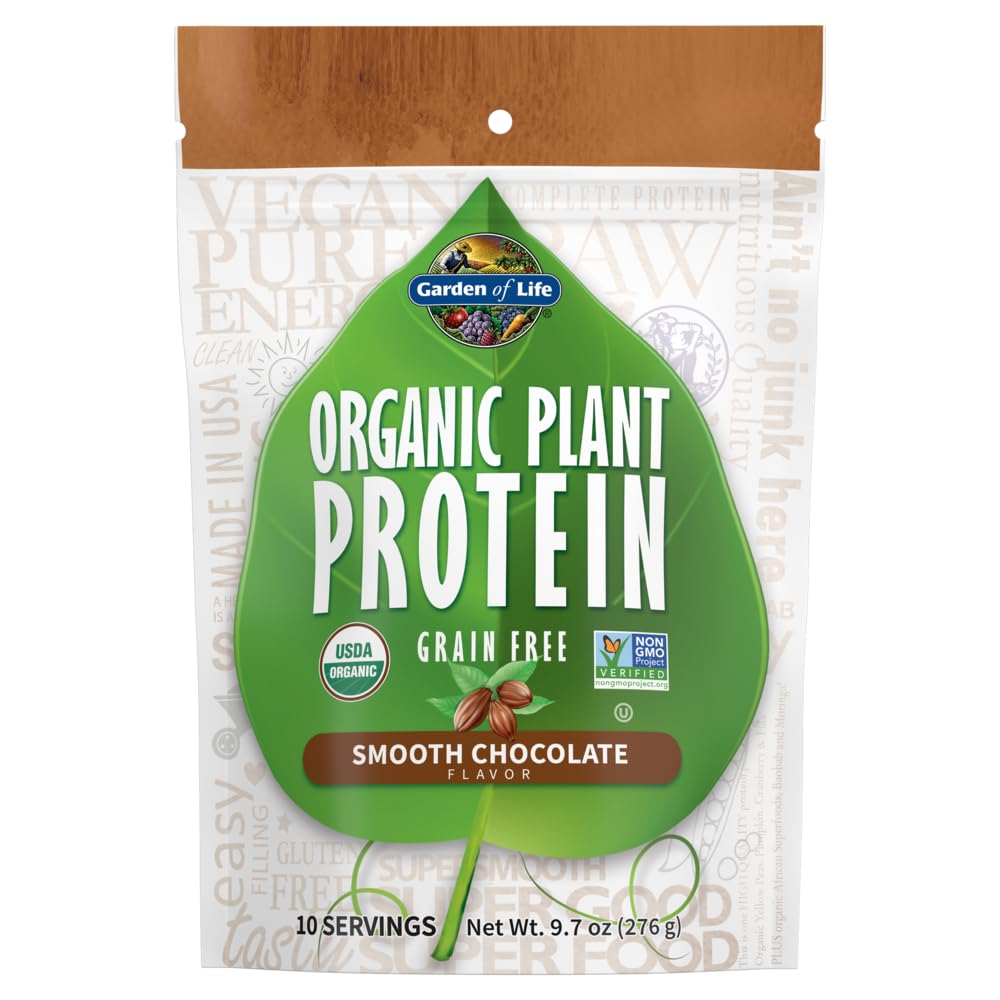 Garten des Lebens Bio Pflanzenprotein Glatte Schokoladenpulver, 10 Servierungen - Vegan, Getreidefrei & Gluten Freipflanzen Shake mit 1 Billion CFU Probiotics & Enzymes, 15g Protein