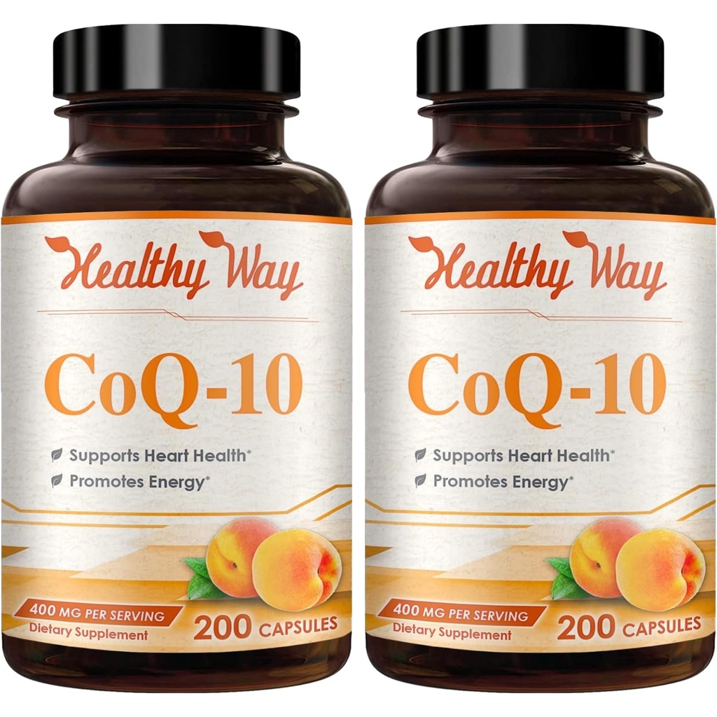 Coenzym Q10 400mg CoQ10 Supplement - Einmal täglich Coq 10 400mg Pulver Kapseln für gesunde Herz-Antioxidans und Energie-Unterstützung - Non-GMO Quick Absorption Ubichinon Q10 Coenzym (200 Servierungen)