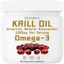 Antarktis Krill Ölergänzung, Rich in Omega-3s EPA, DHA & Astaxanthin, 1000mg pro Servierung, Ergänzung für Herz und Immunität, 300 Soft-Gels