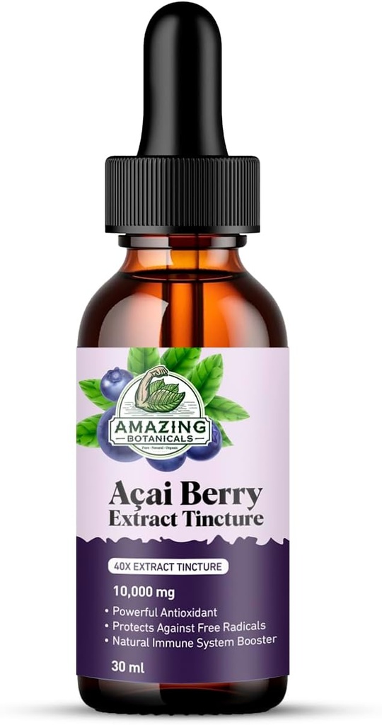 Erstaunliche Botanicals Acai Berry Tincture 10.000 mg - 1oz - Premium Antioxidantien-Ergänzung, große Zugabe zu Ihren Glatten - 30ml