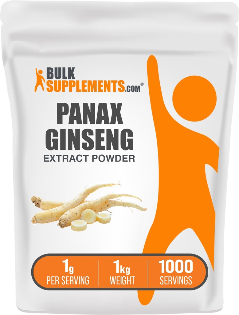 BulkSupplements.com Ginseng Root Extract Powder - Panax Ginseng Supplement, Kräuterergänzung - Vegan & Glutenfrei, 1g pro Servierung, 1kg (2.2 lbs) (Pack von 1)