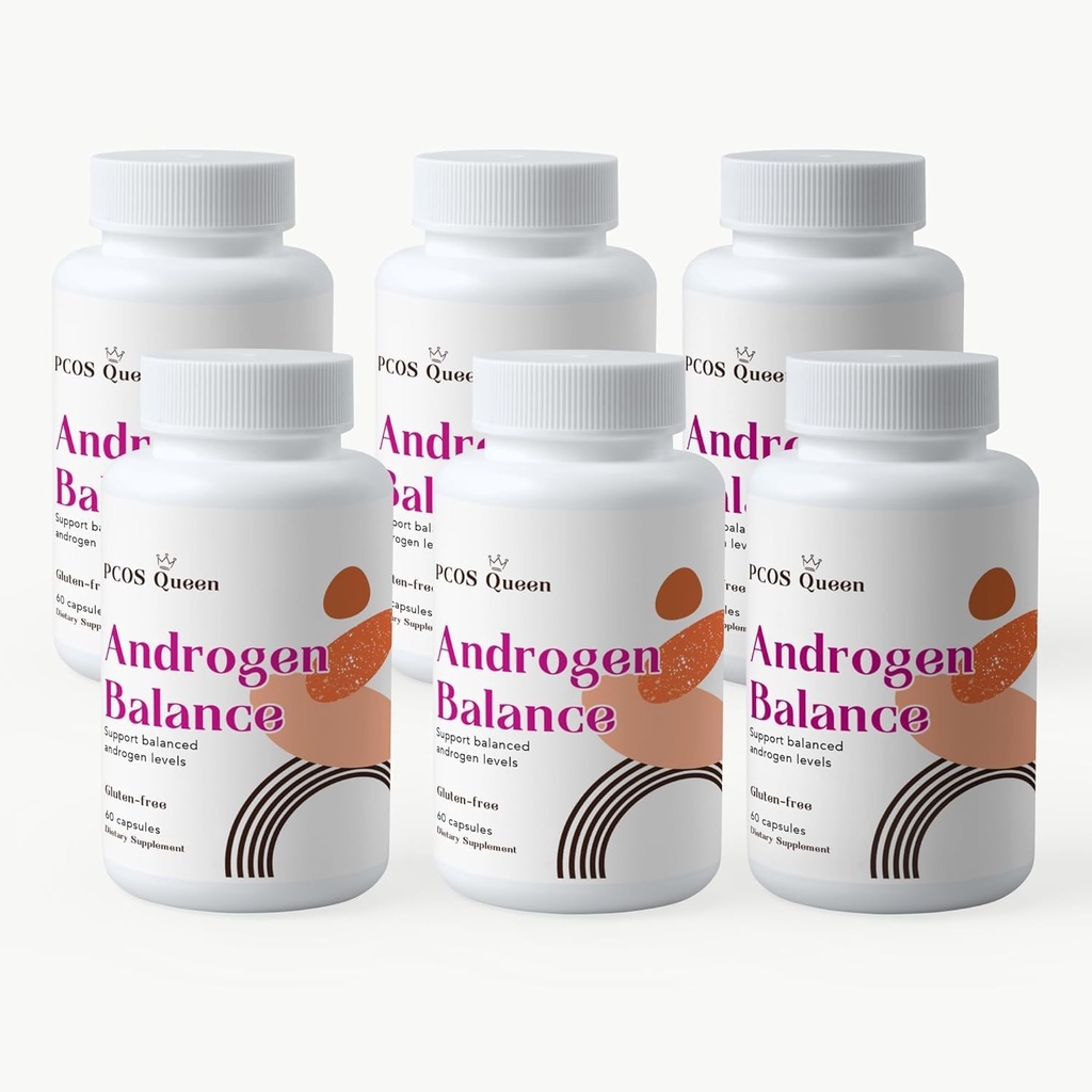 Androgen Balance - Hormon Balancing Supplement für Frauen - Unterstützung für überschüssigen Körper oder Gesichtshaar, Balding, Fruchtbarkeit (6 Flaschen)