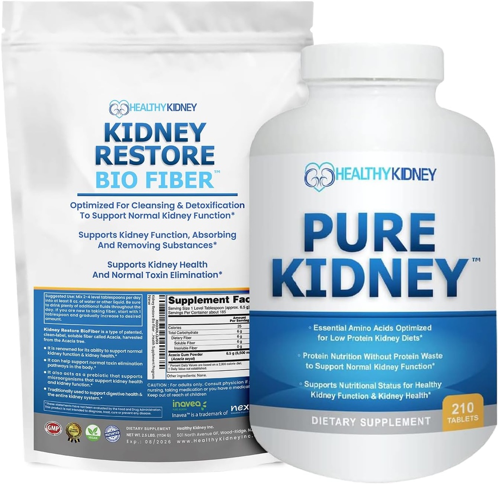 Kidney Restore Bio Fiber Restorative Kidney-Support und Kidney Cleanse Eine Kidney-Ergänzung zu entfernen Abfall & Pure Kidney Health Supplement Essential Amino Acids Protein Pillen