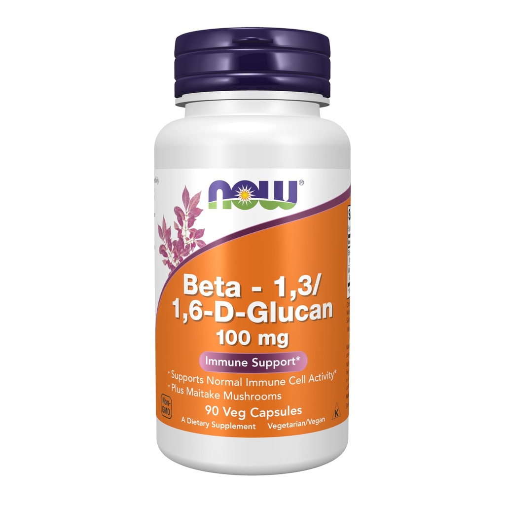 NOW Nahrungsergänzungsmittel, Beta 1,3/1,6- D-Glucan 100 mg mit Maitake Pilzen, 90 Veg Kapseln