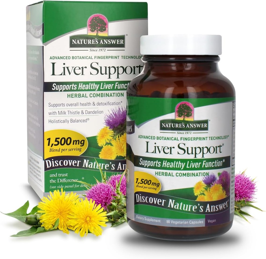 Nature's Answer Liver Support | Kräuter Kombination mit Milch Thistle & Dandelion | Nahrungsergänzungsmittel | Fördert gesunde Leberfunktion | Kosher Zertifiziert, Vegetarisch und Vegan 90 Kapseln