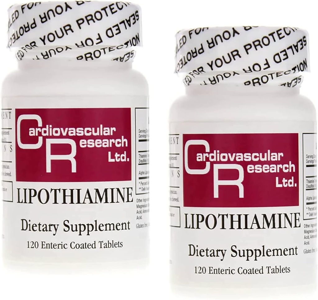 Cardiovascular Research Lipothiamine B1 Supplement 240 Tablets - Vitamin B1 Now with Alpha Lipoic Acid - 2 X 120 Count