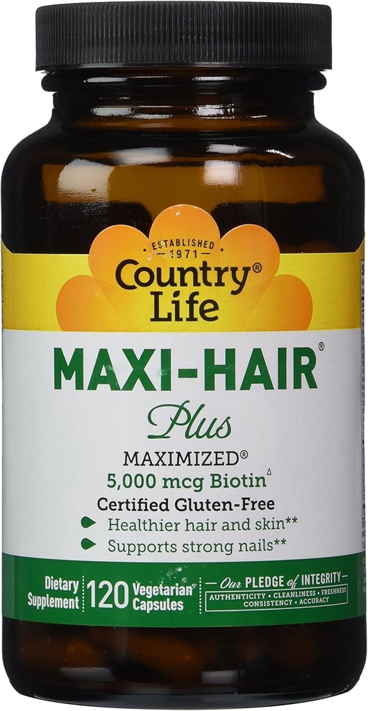 COUNTRY LIFE Vitamins Maxi-Hair Plus BIOTIN, 120 VCAP