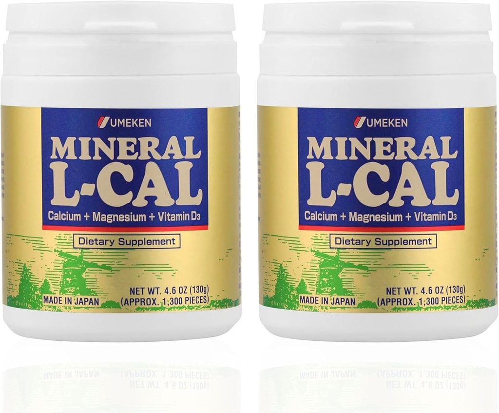 Mineral L-Cal Kalzium mit Vitamin D3, 4 Monate Versorgung, Wasser lösliche Kugel Format mit Magnesium & Minerals, schnell absorbierendes Calcium Magnesium D3 Supplement, 1.300 Kugeln pro Flasche, 130g jedes, Packung von 2