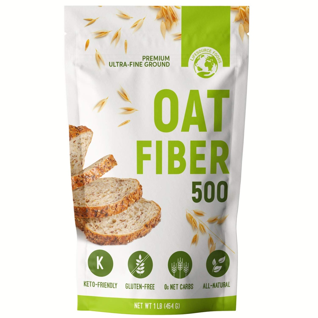 LifeSource Foods Oat Fiber 500 (1 LB) Keto, Zero-Carb, Glutenfrei, All-Natural Fiber for Low-Carb Baking and Bread, OU Kosher, Resealable Pouch