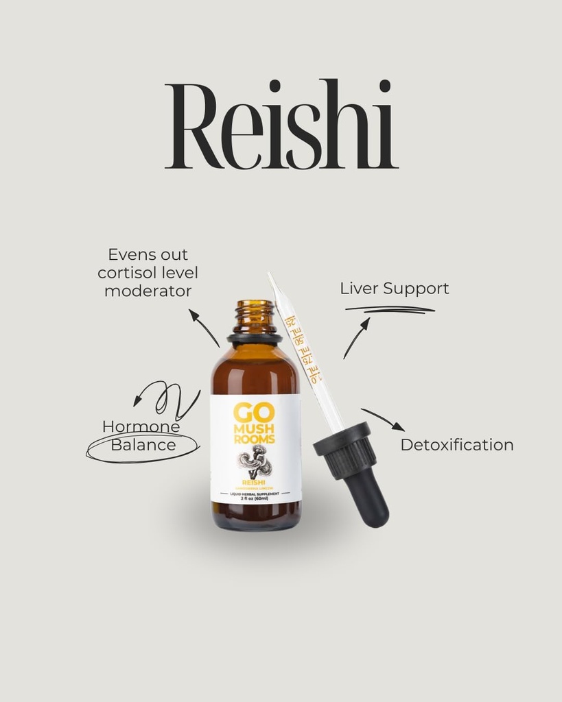 Reishi Mushroom Tinktur Supplement - Dual extrahierte Fruchtkörper zur Unterstützung der Erholung & Entspannung - 2 fl oz (60 Servierungen)*