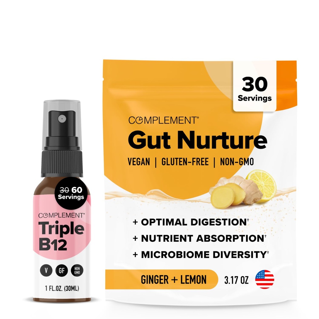 Ergänzung Triple B12 Spray & Gut Nutrition Bundle – Umfassende Vegan B12 Ergänzung und Verdauungshilfe