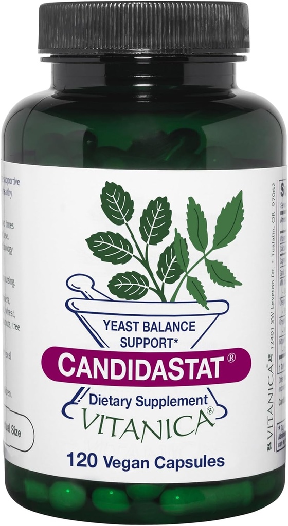 Vitanica Candidastat, Hefe Balance Supplement und Support, Vegan, 120 Kapseln