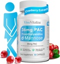 5 in 1 Cranberry-Ergänzung für Frauen, 36mg PAC 100% löslich D-mannose Dandelion Herb Mulberry Uva Ursi Leaf Natürliche Urinary Tract Health Support, Cranberry Pills UTIs Prävention 90 Caps