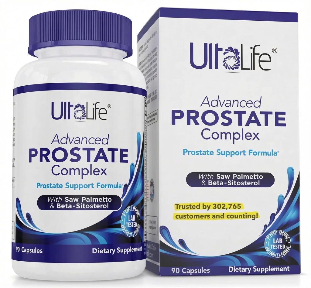 ULTALIFE Advanced Saw Palmetto Prostate Supplement für Männer mit Beta Sitosterol fördert urinärer Komfort, Schlafqualität & Prostata Gesundheit 90 Kapseln