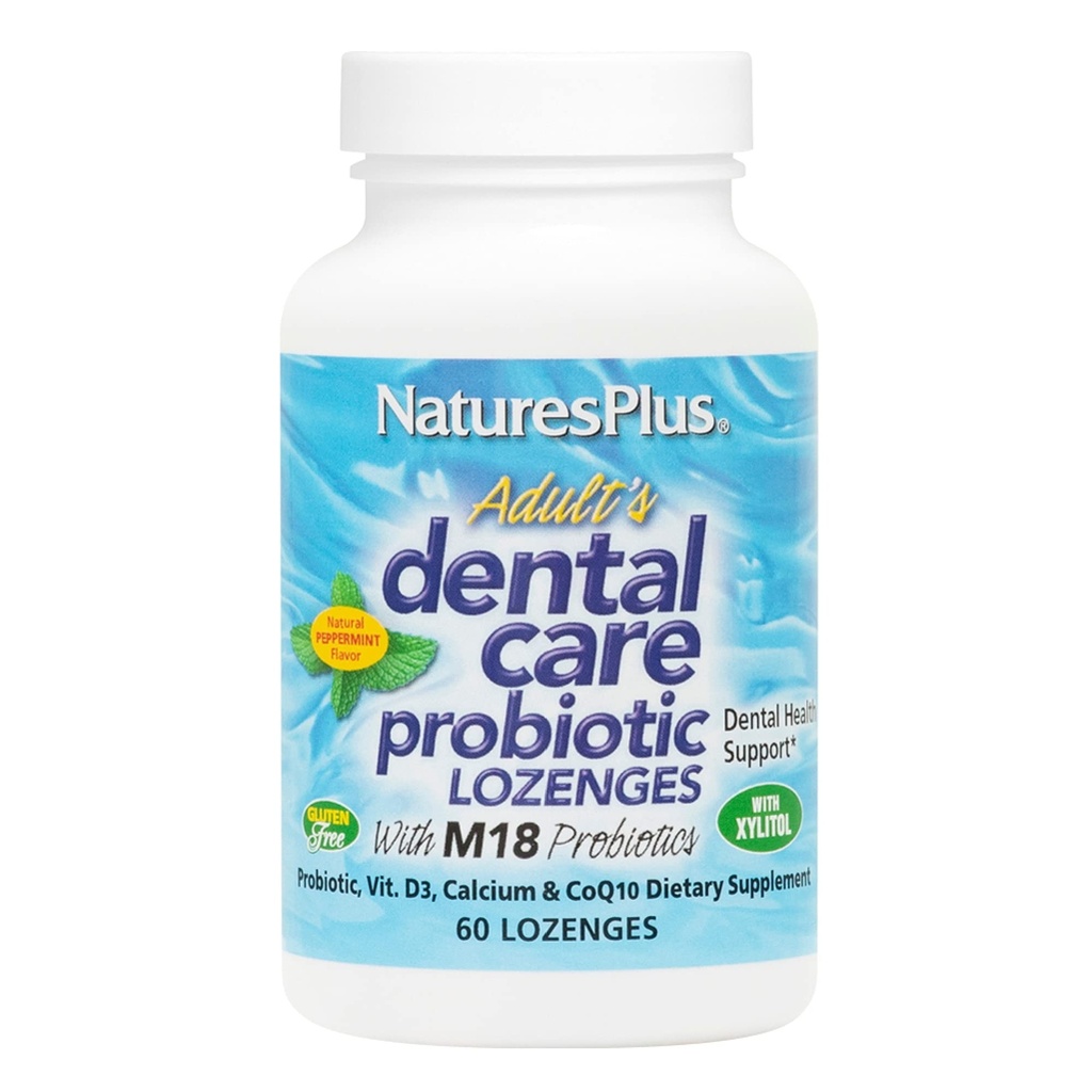 Natures Plus Erwachsene Zahnpflege Probiotic - Ergänzung für Zähne & Zahnfleisch Gesundheit - Pfefferminz Flavor - 60 Vegetarische Lozenges (30 Servierungen)
