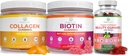 Purify Life Marine Collagen, Biotin, & Vegan Collagen Bundle, Gummie für Haar Haut und Nägel (Bulk - 90 Chews), Joint Care Vitamin, Immununterstützung, Schönheit, Detox & Cleanse, Ersetzen Kapseln, Pillen