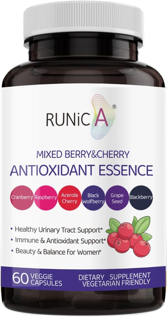 6in1 Antioxidans Ergänzung für Frauen mit Cranberry, Trauben Seed & Berry Blend | Nutritional Complex-Skin, Gesundes Altern, Immun- & Urinary Tract Unterstützung | Vegan Capsules
