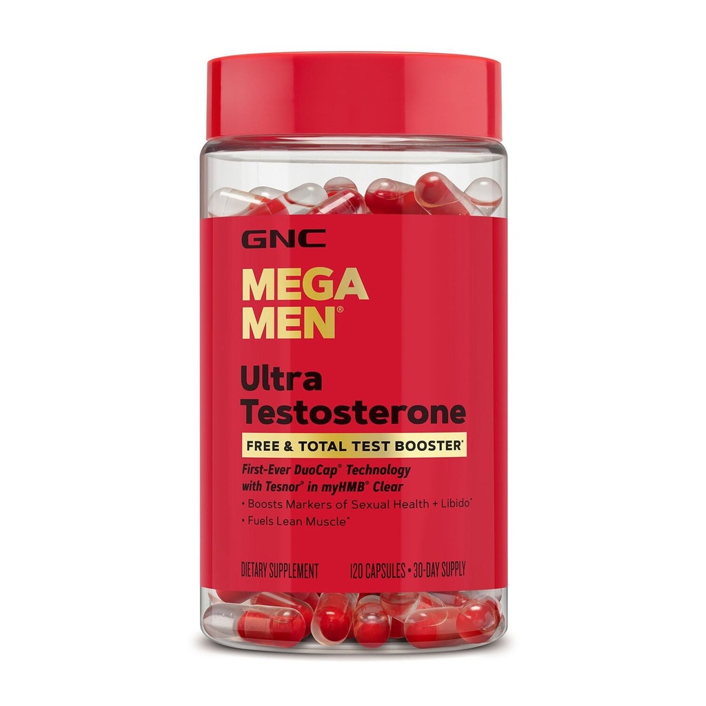 GNC Mega Men Ultra Testosteron, Free & Total Test Booster, 120 Zähler