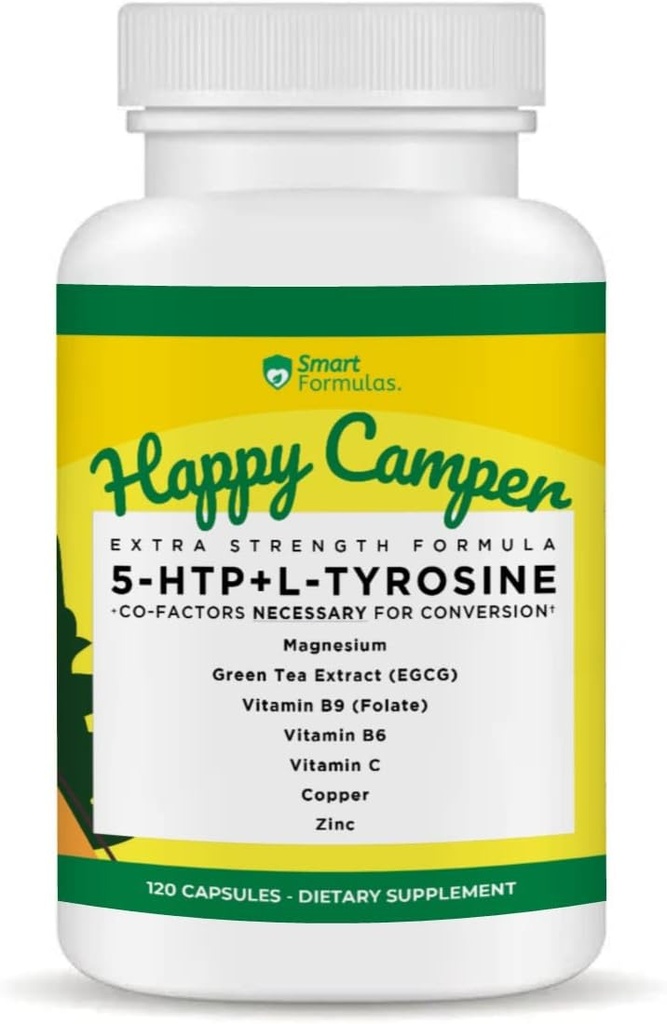 Seien Sie glücklich, 120 vegetarische Kapseln, Serotonin und Dopamin Booster mit Co-Factors, 5-HTP, L-Tyrosin, Magnesium, Grüner Tee Extrakt, Kupfer, Zink, Vitamin C, Vitamin B9, Vitamin B6