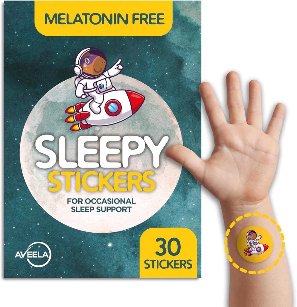 AVEELA Sleepy Stickers Melatonin Kostenlos für Kinder und Erwachsene (30 Pack) Schlafen Sie Patches für Kinder, natürlich & Zucker kostenlos.