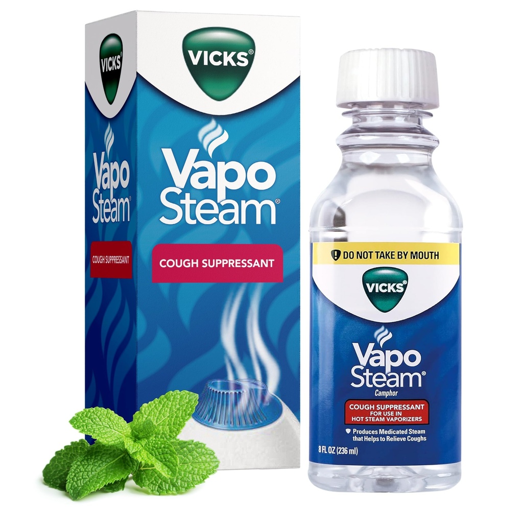 Vicks VapoSteam Medicated Liquid mit Camphor, ein Cough Suppressant, hilft, Coughing, für die Verwendung in Vicks Vaporizers und Luftfeuchtigkeit, 8 Oz